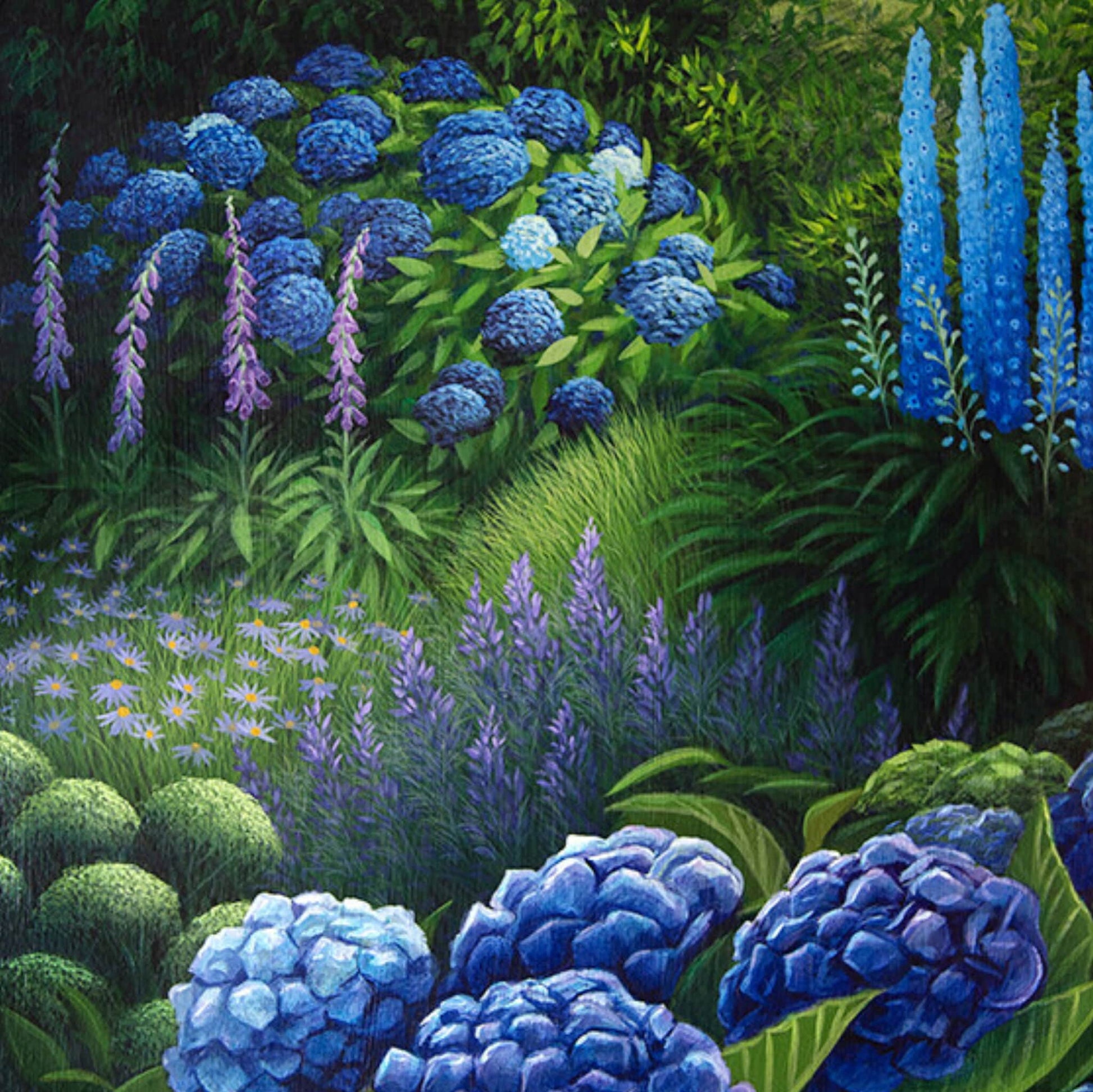 Cropped view of a beautiful garden scene thats washed in light.