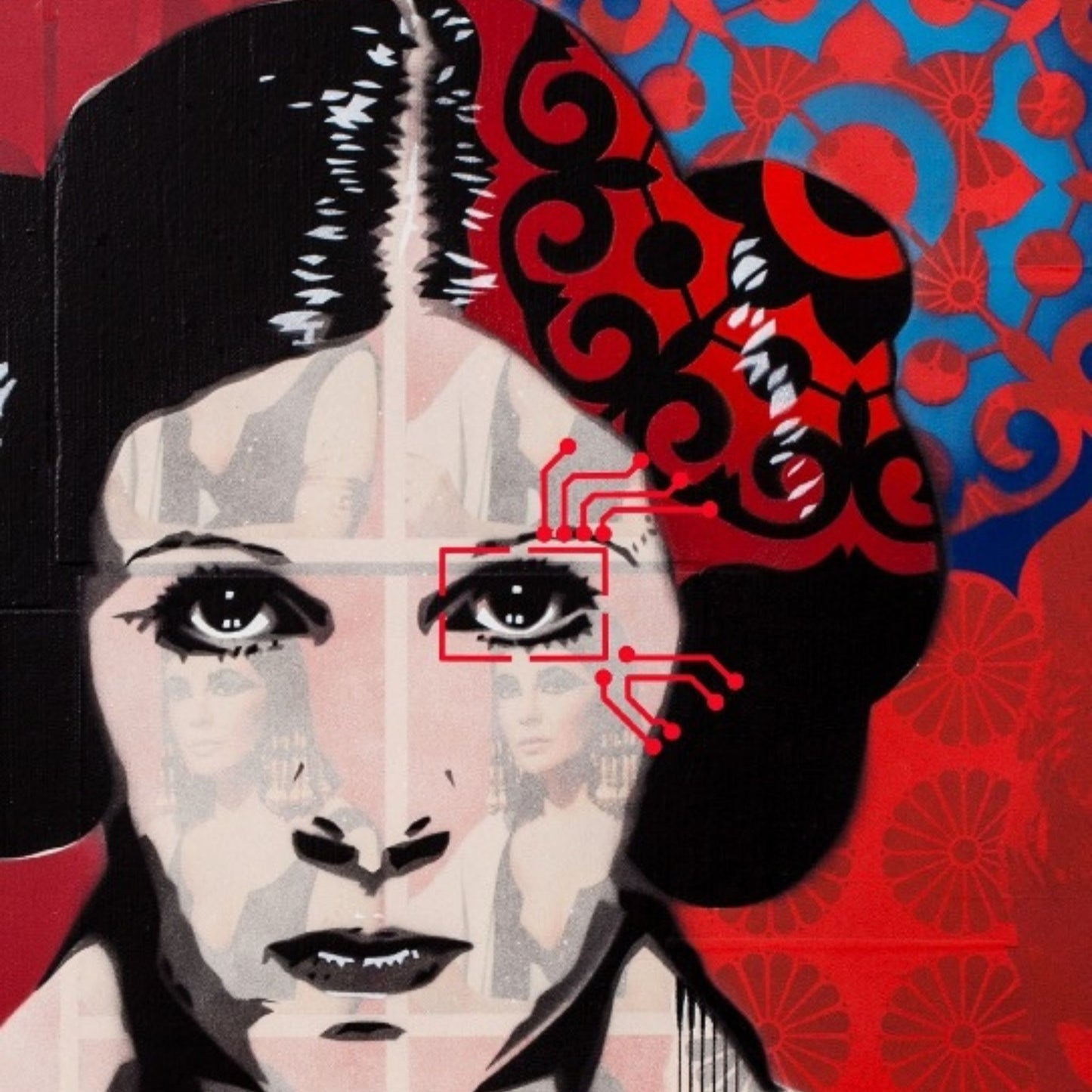 Detail of "Princess 1.1" by Brad Novak, a stunning 5-layer limited edition screenprint featuring Princess Leia.