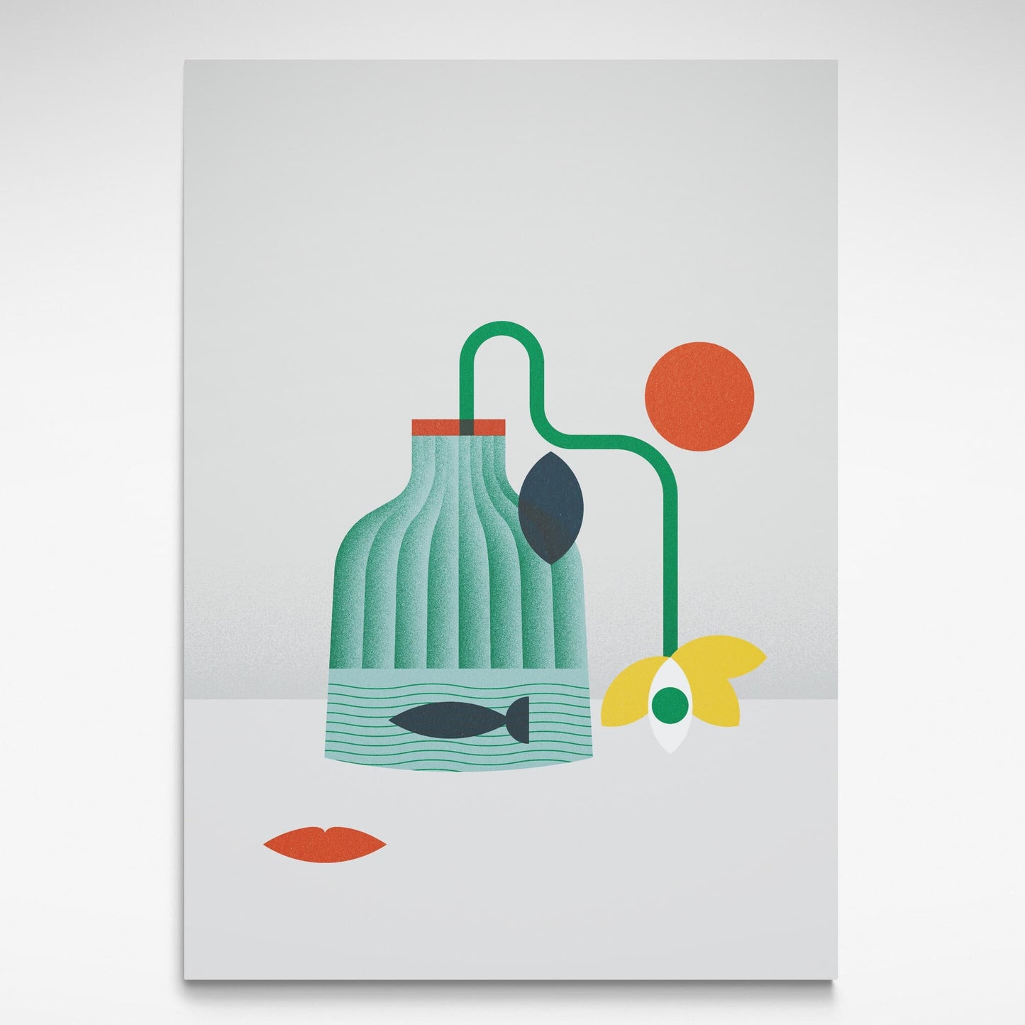 Abstract illustration in green on a grey background