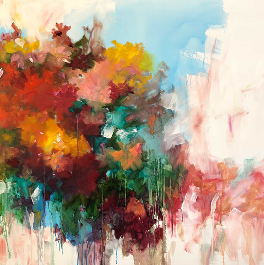 Colourful abstract print with dripping paint