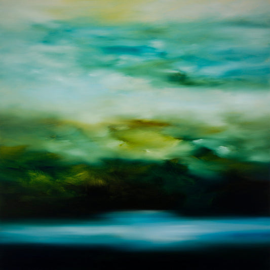 Vibrant moody water, mountains and cloud landscape