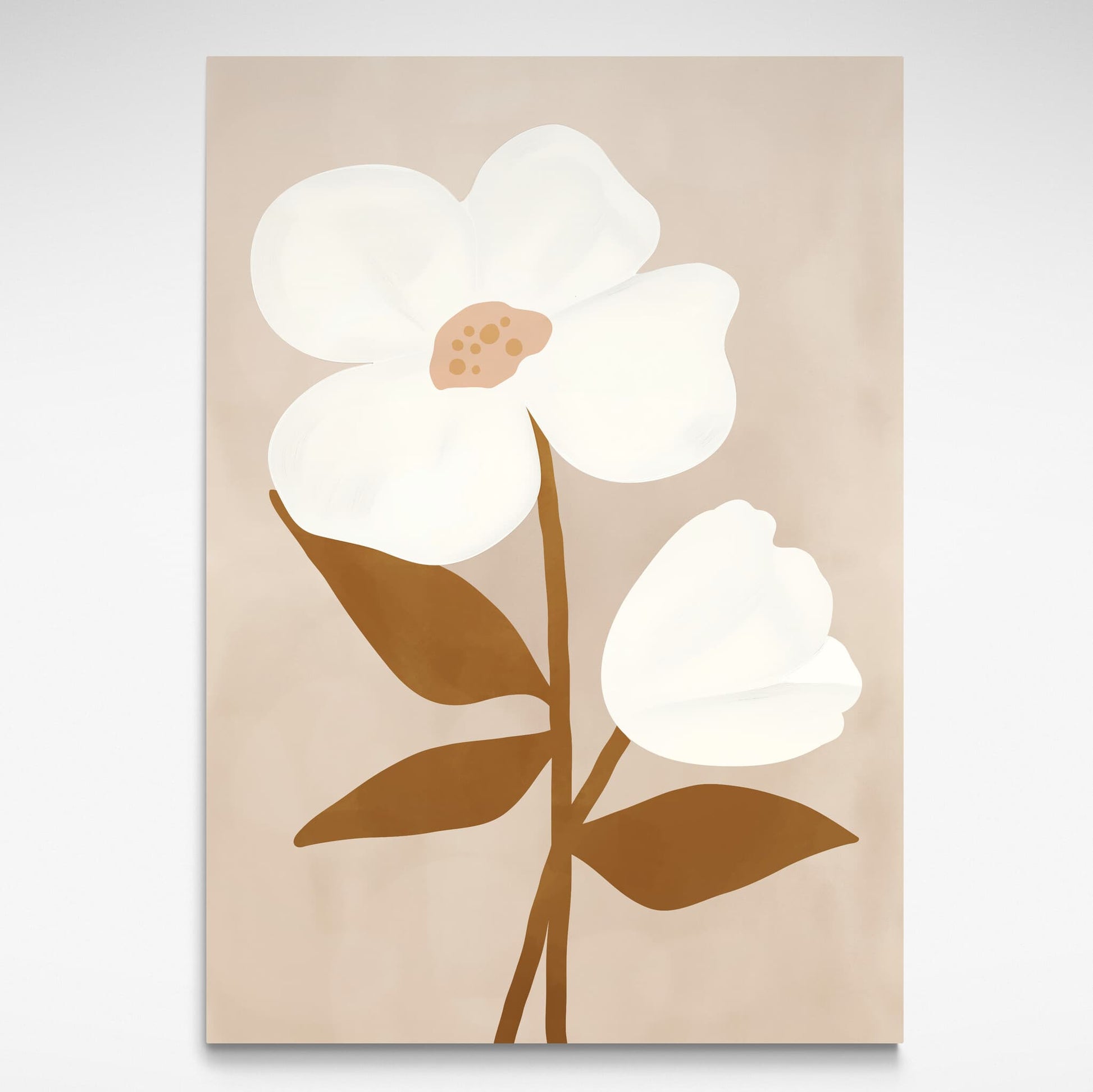 Neutral Flower Print by Solstice Studio Prints has soothing beige, white, and brown tones.