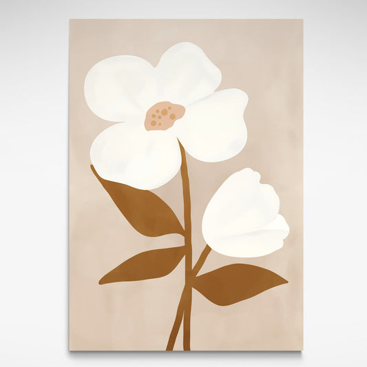 Neutral Flower Print by Solstice Studio Prints has soothing beige, white, and brown tones.