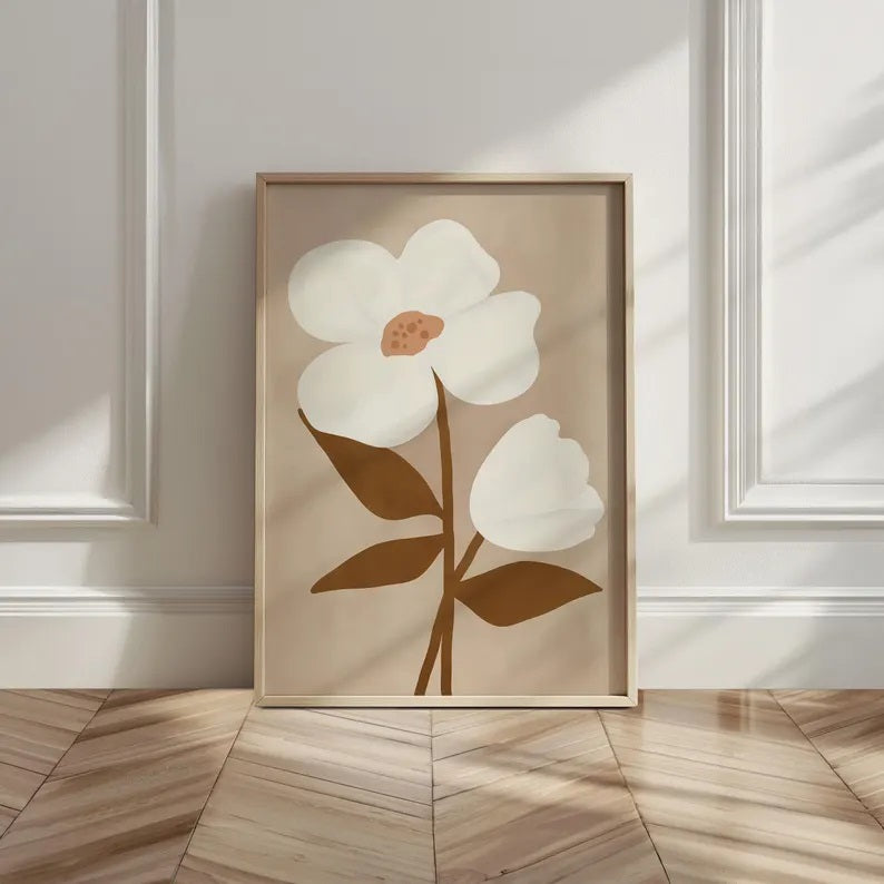 Framed Neutral Flower Print by Solstice Studio Prints adds effortless elegance to any modern interior.
