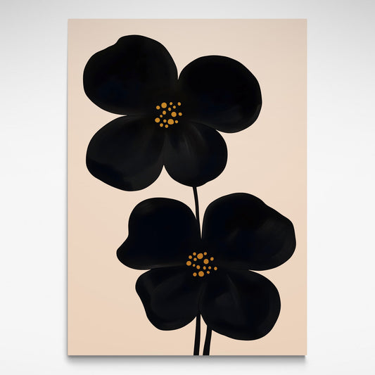 Mid Century Flower (Black & Cream), Print by Solstice Studio Prints