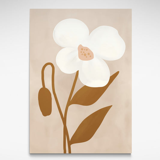 Minimal Flower Print by Solstice Studio Prints featuring soft beige, white, and brown tones.