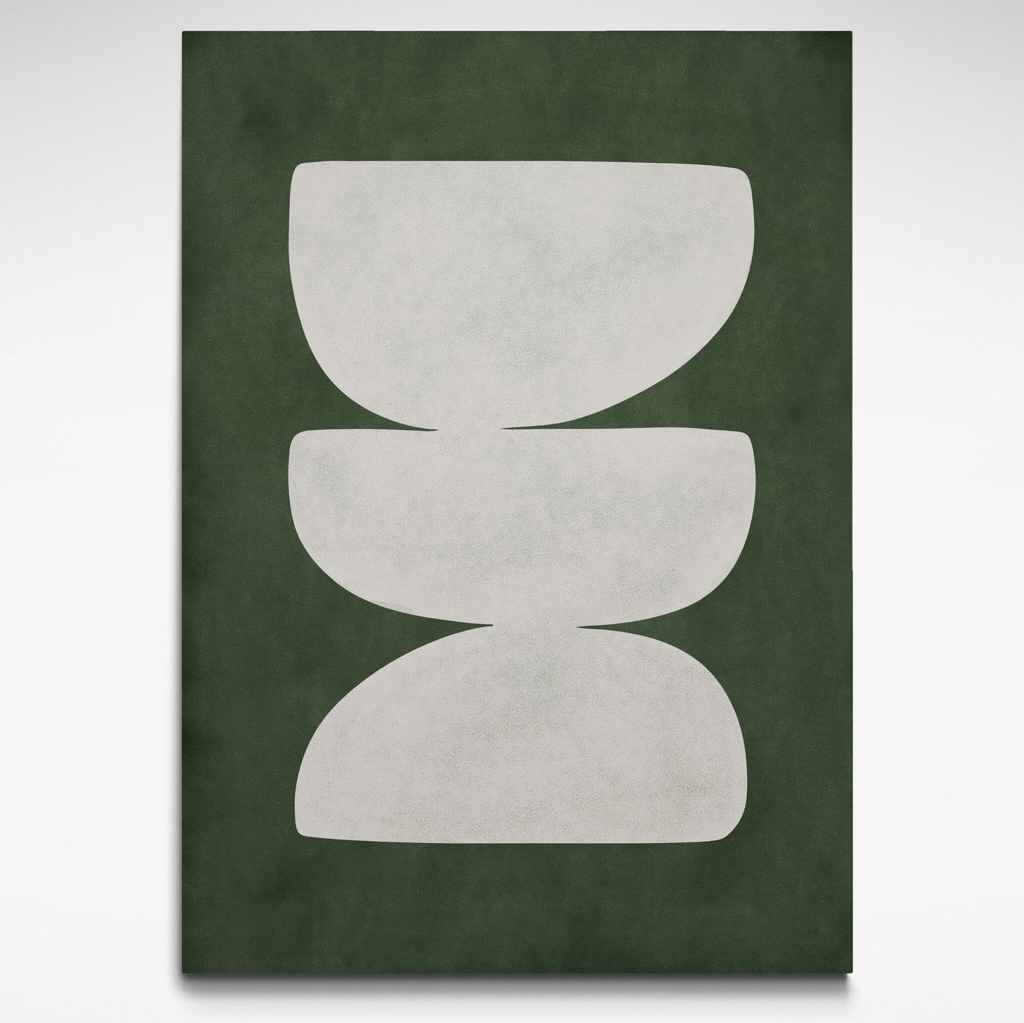 Abstract white shapes on a green background, print by Solstice Studio Prints