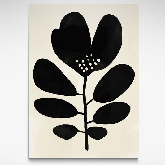 Oversized Black and White leaf print featuring an abstract floral design, perfect for Mid-Century and minimalist interiors.