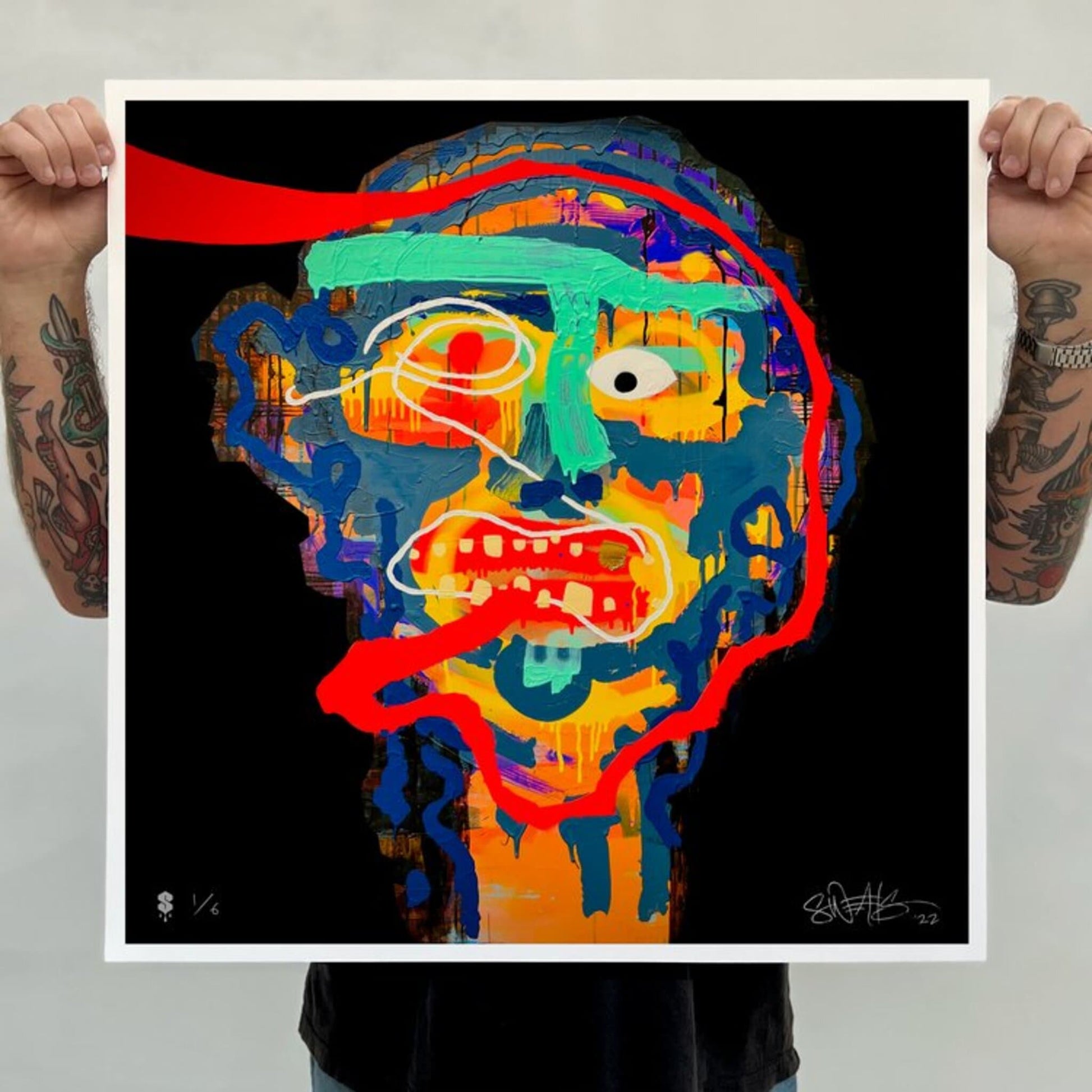 Bright abstract portrait of head and neck