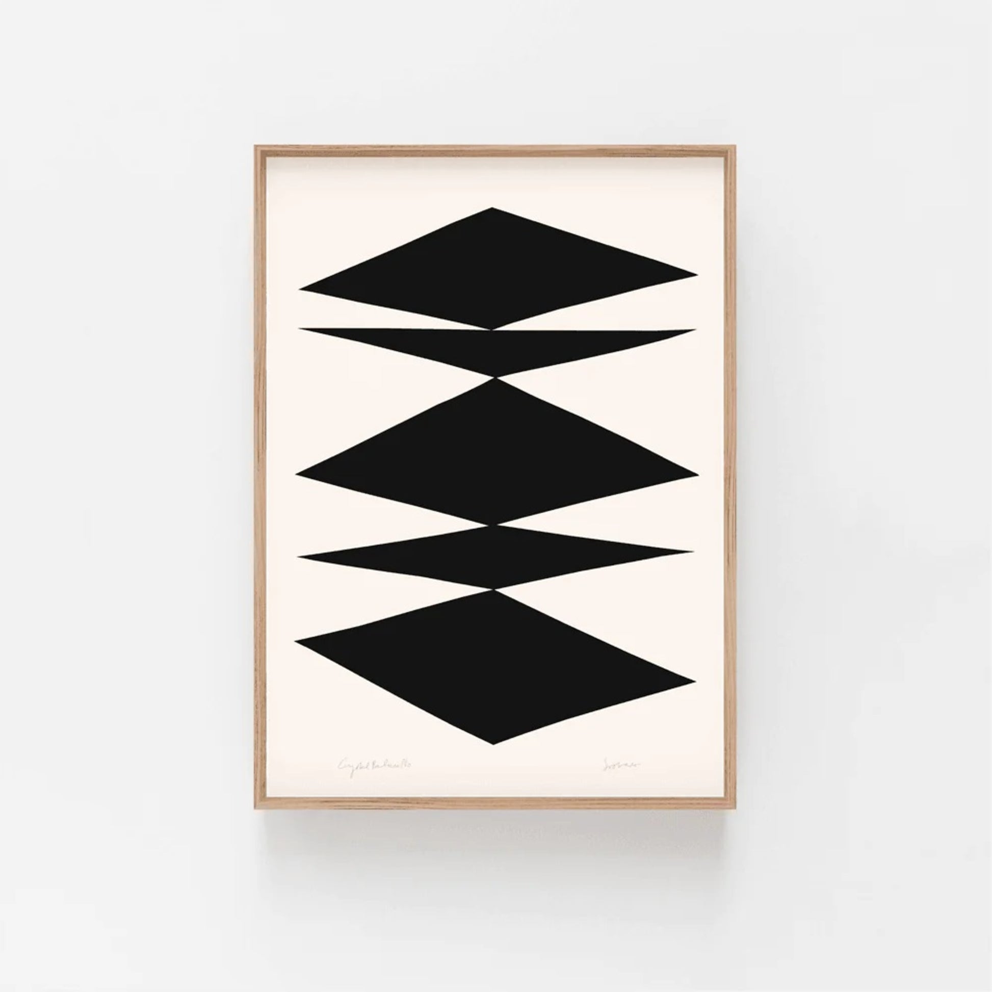Black and white  geometric abstract print.