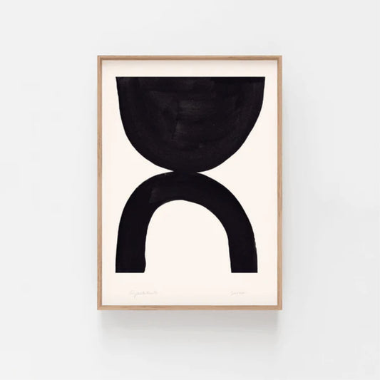 Black and white geometric abstract print.