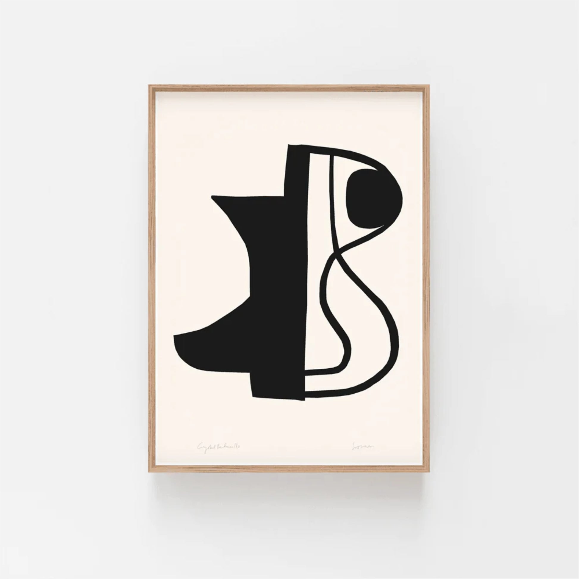 Curvy black and white abstract print