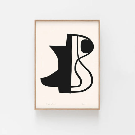 Curvy black and white abstract print
