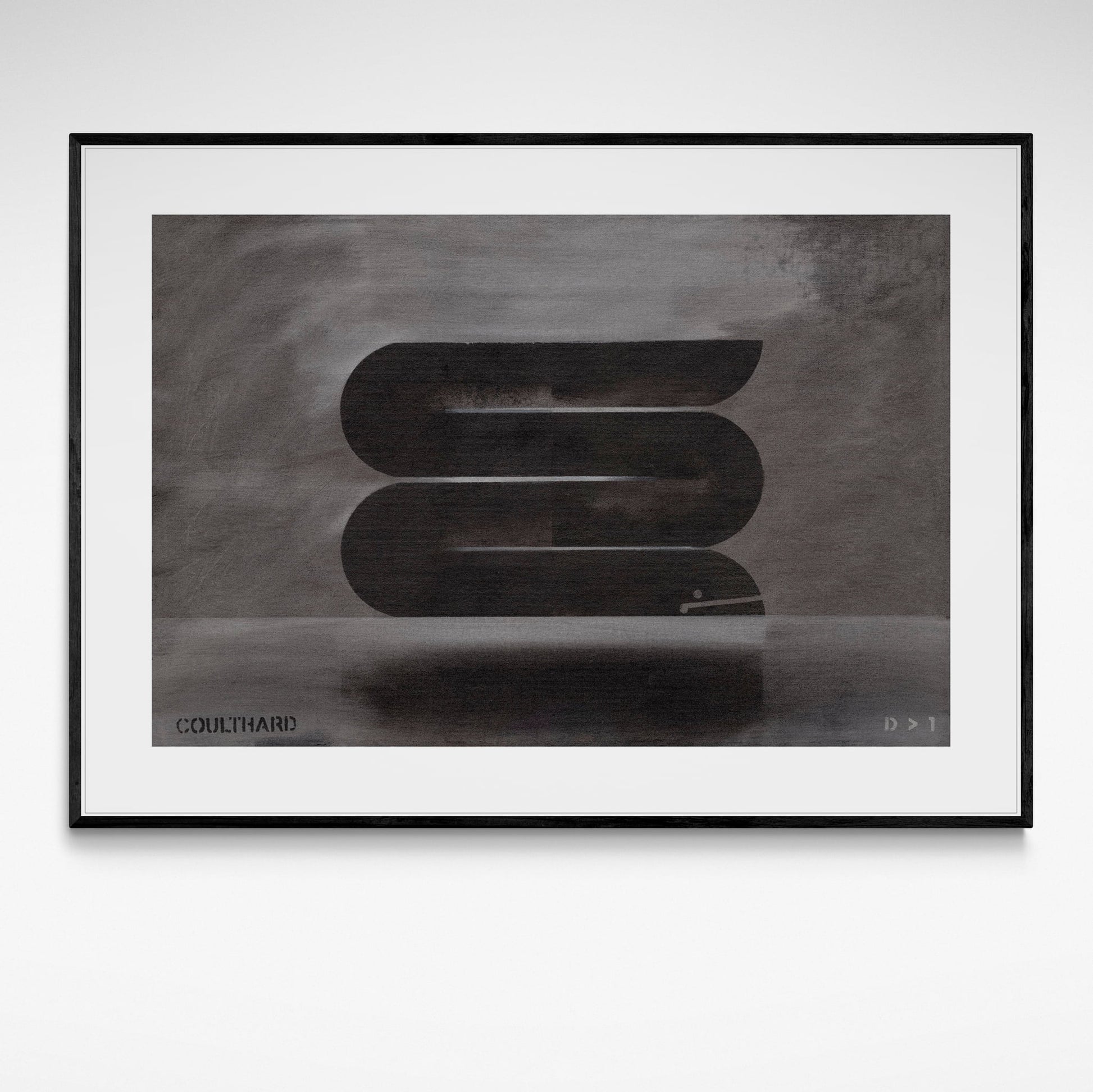 Framed black and grey print of an eel