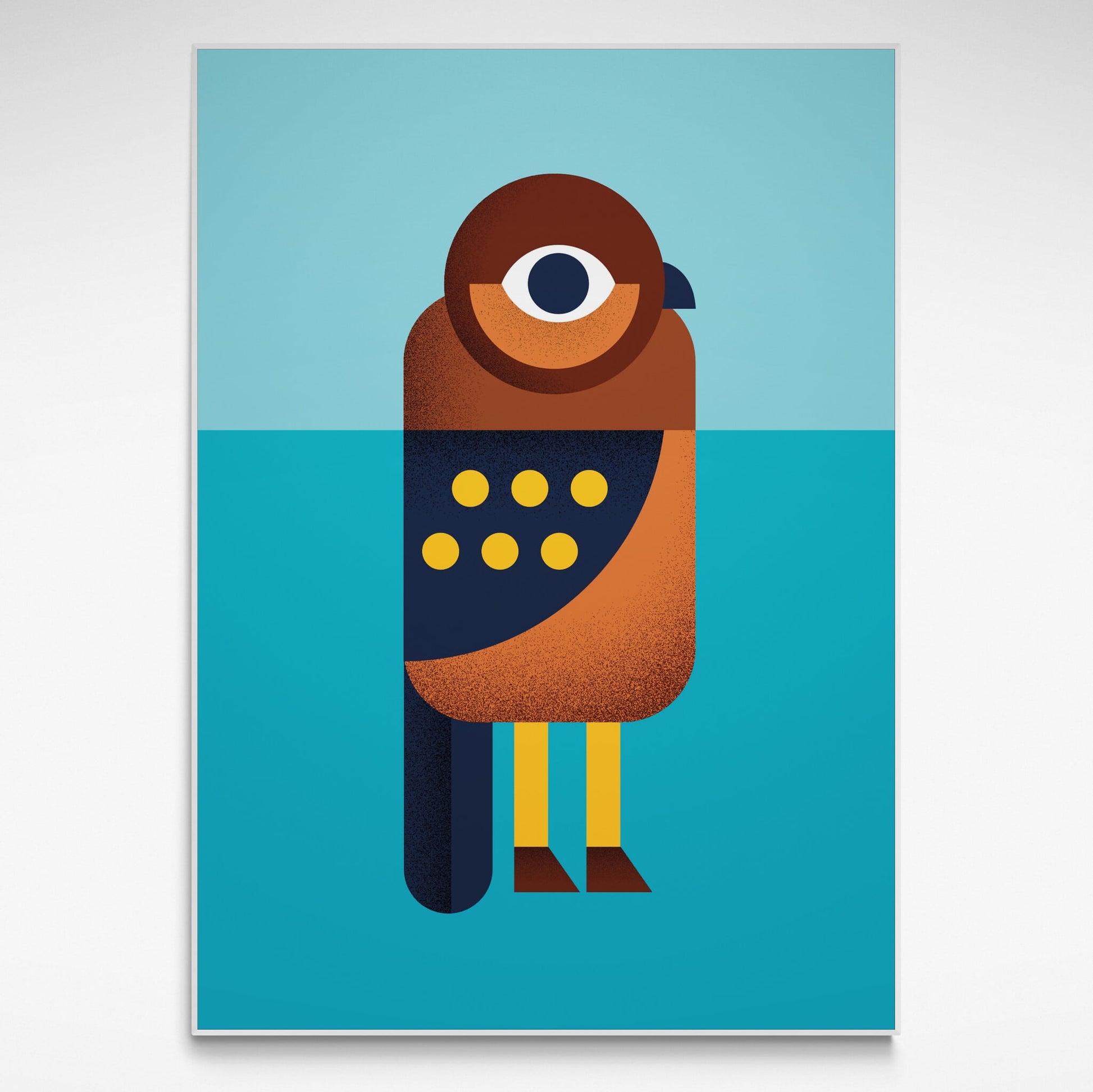 Illustration of a stylized owl on a blue background