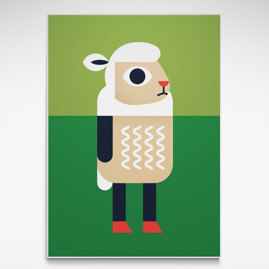 Illustration of  sheep on a green background