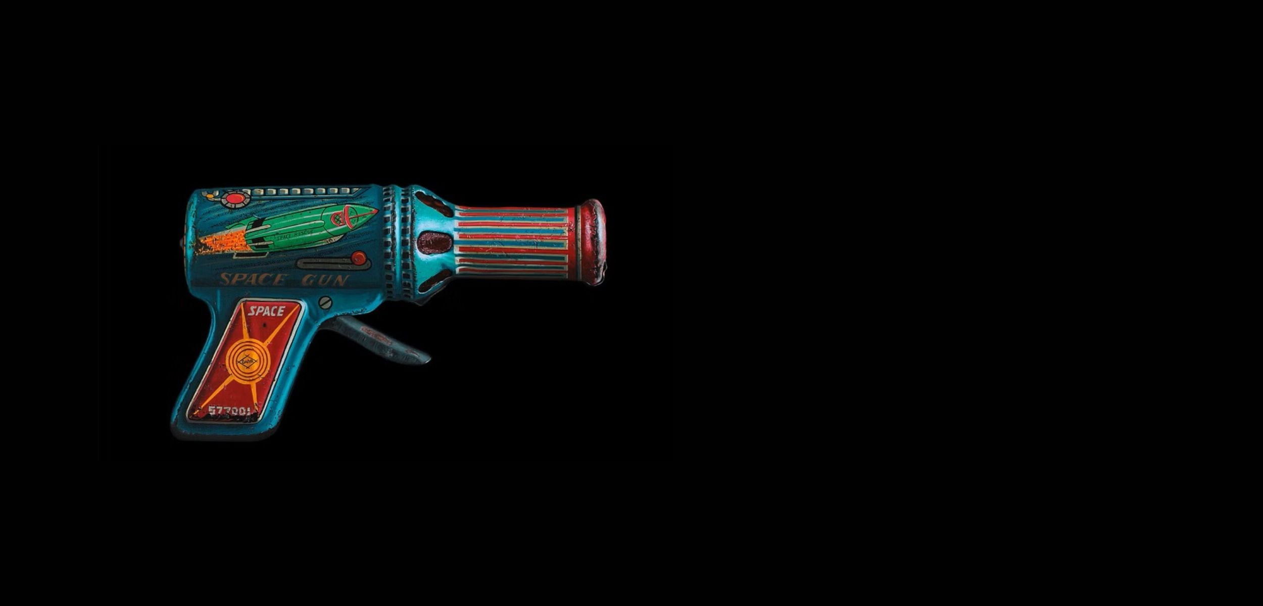 I'm Going To Blast Those Covid-19's Into Space, Limited Edition Print of an old school ray gun toy by Jo Kreyl