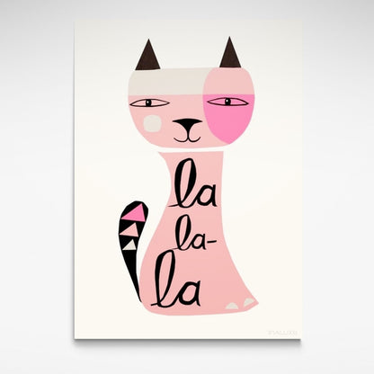 Print of a pink cat with LaLa written on it.