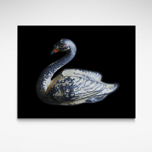 Painting of an old lead toy swan