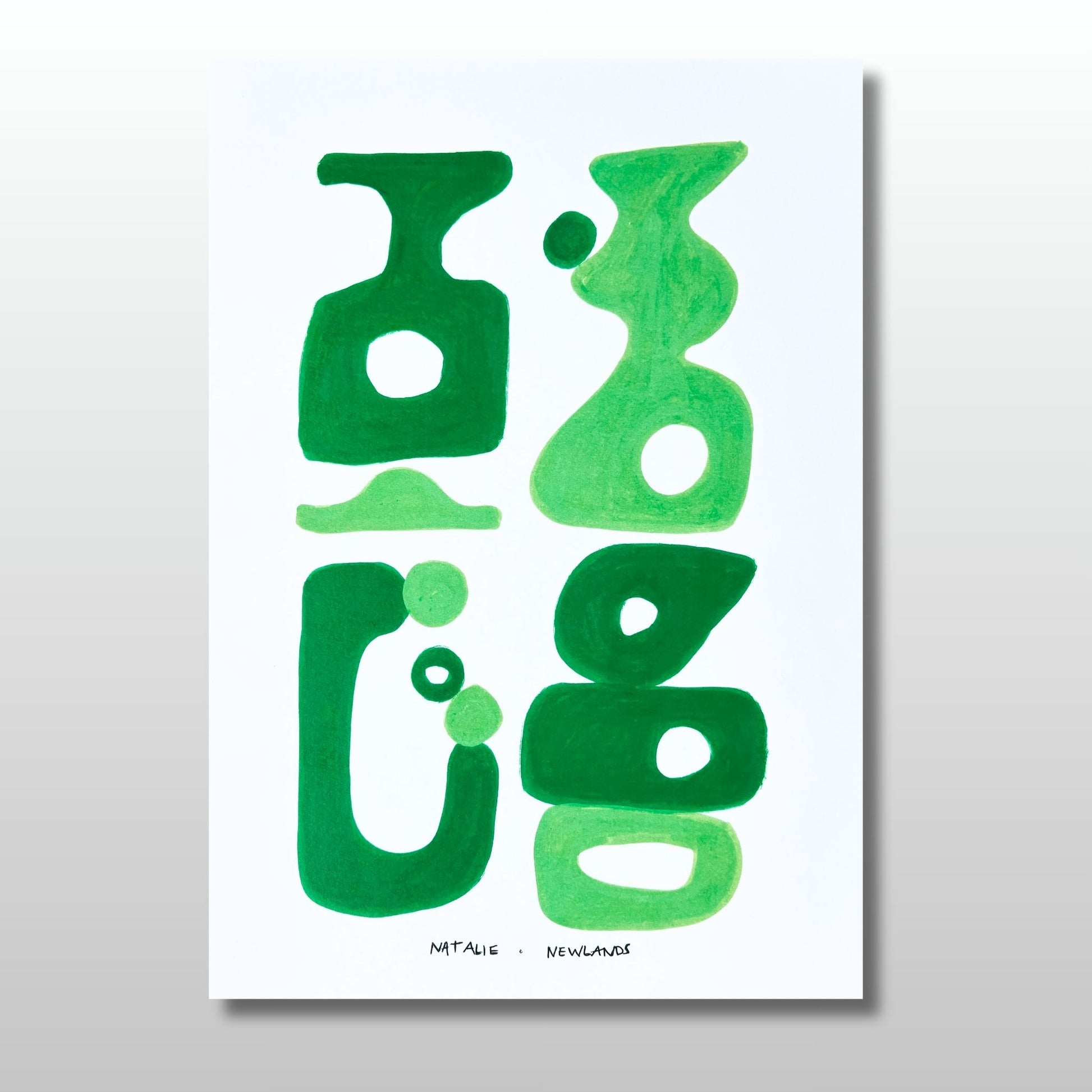 Green abstract art on a white background