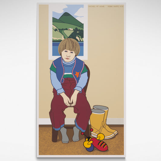 Print of a boy with gumboots and buzzy bee