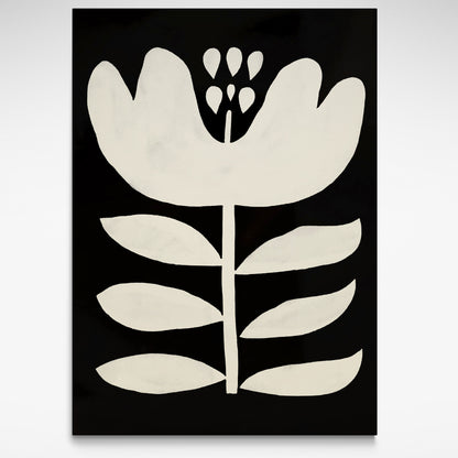 Large black and white flower print with abstract floral design. Works well  in any space.