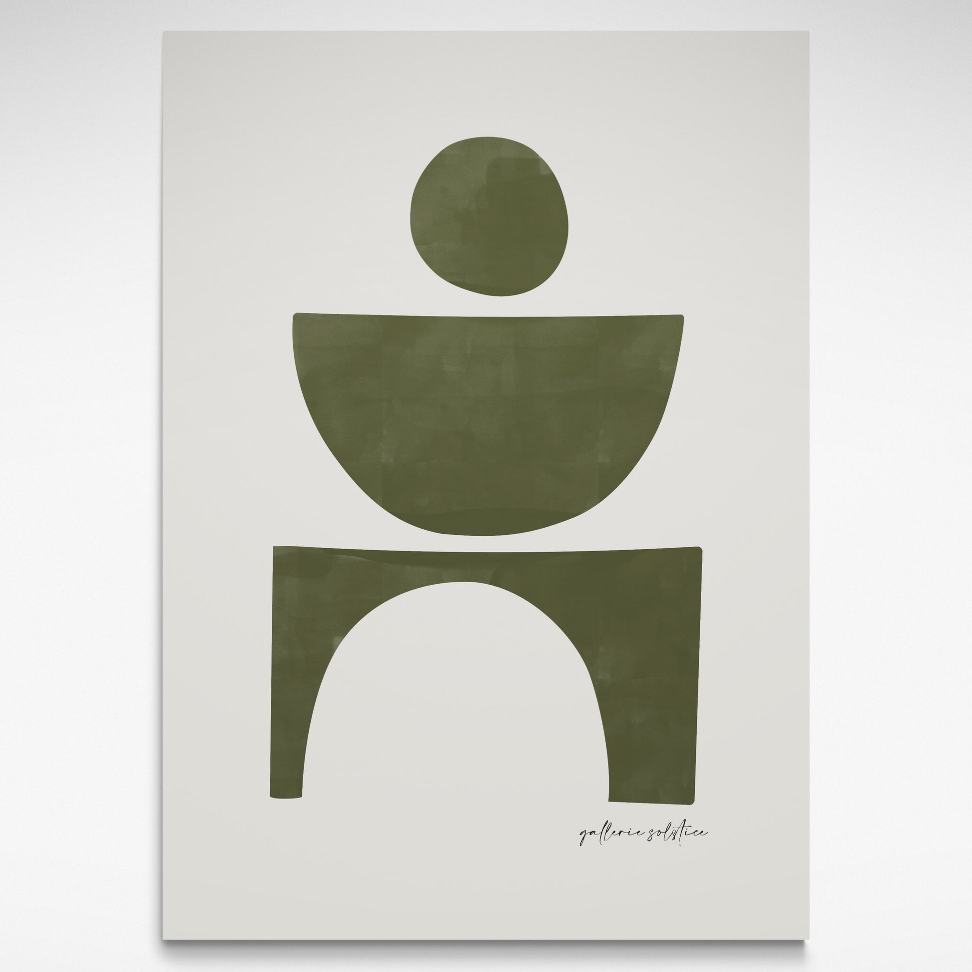 Abstract olive green print of geometric shapes