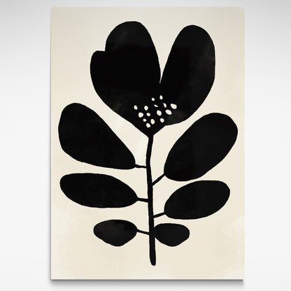 Oversized Black and White leaf print featuring an abstract floral design, perfect for Mid-Century and minimalist interiors.