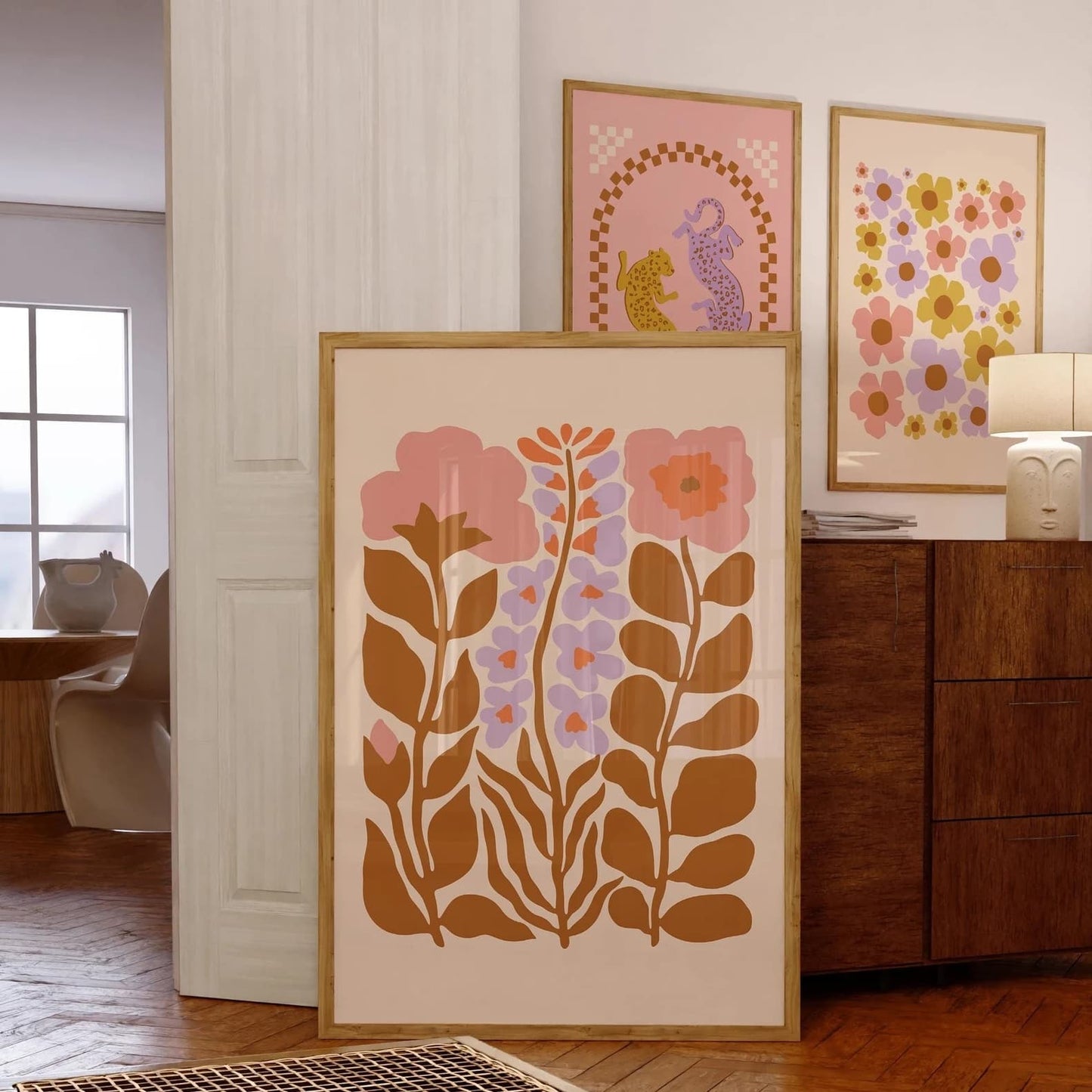 Solstice Studio prints framed and displayed in a contemporary setting
