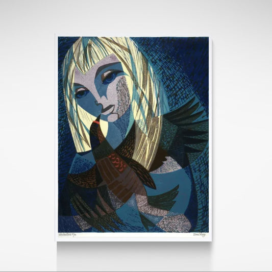 Eileen Mayo Wounded Bird, reproduction print of the 1965 linocut 