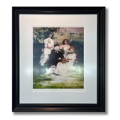 Framed limited edition print titled "Suffragettes" by Anita DeSoto, featuring intricate details and a powerful depiction of women, created in 2018.