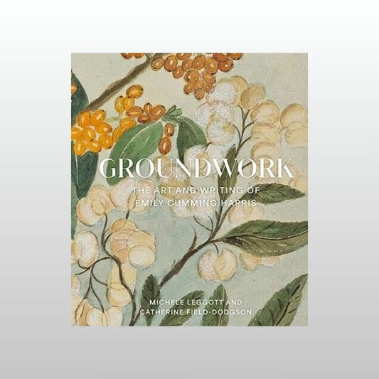 Book cover with floral design and text,  'Groundwork' by Emily Cumming Harris