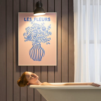 Les Fleurs Pink and Blue, Print