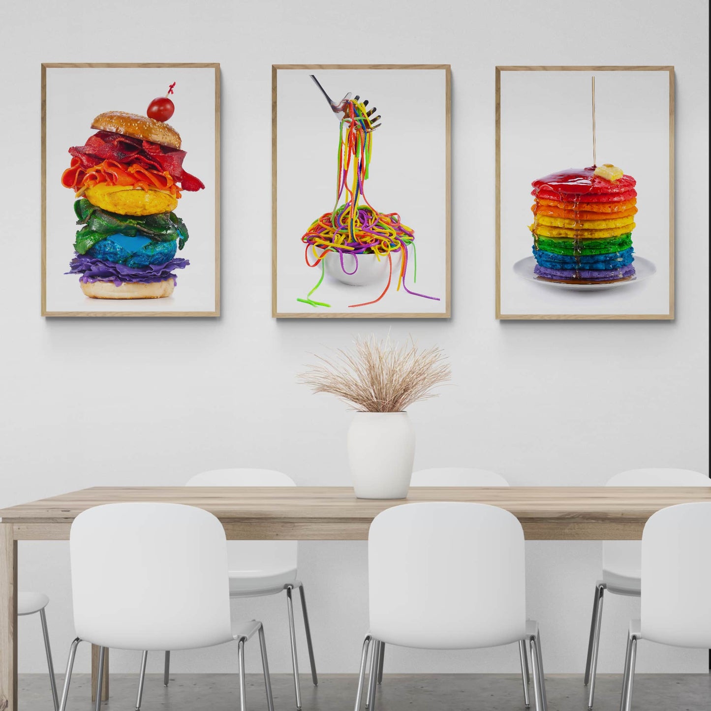 Henry Hargreaves, Food of the Rainbow prints hanging on a wall