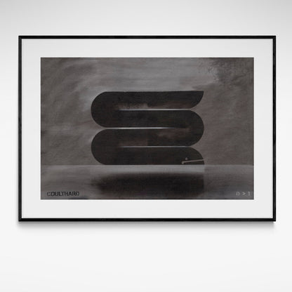 Framed black and grey print of an eel